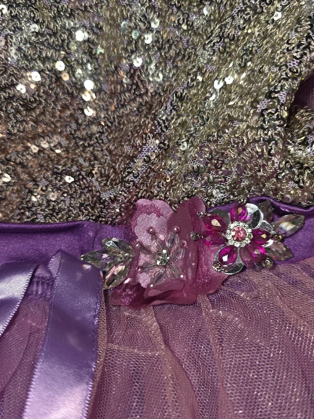 Weissman Keep The Beat 17370 Purple Pink Sequin Tulle Ballet Costume Dance SC*